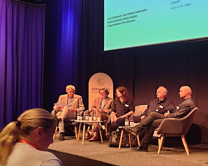 Bokmässan 2023, seminarium med bl.a. Paulina Sokolow, Göran Greider, Lars Anders Johansson och Lena Andersson